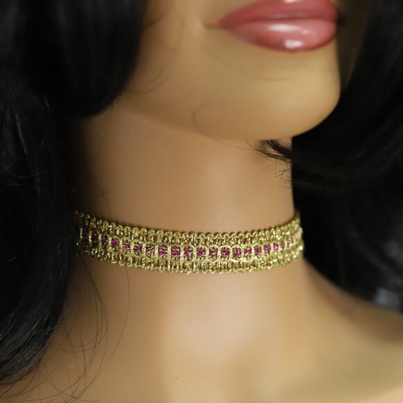 Gold Color Choker Adjustable Elegant Lace Chokers  (#53) - Picture 8 of 9